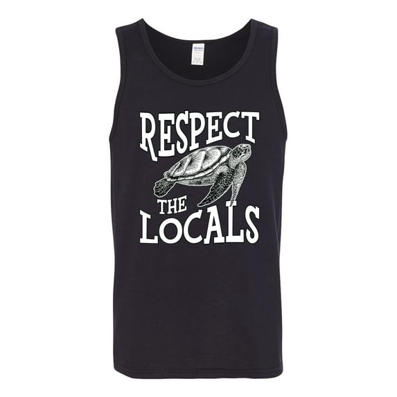 Wild Bobby Respect The Locals Save Our Oceans Turtle Animal Lover Men Graphic Tank Top, Black, 3X-Large
