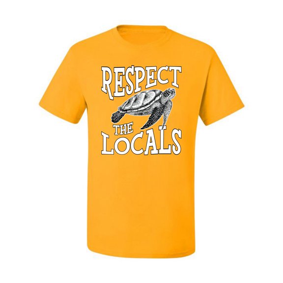 Wild Bobby Respect The Locals Save Our Oceans Turtle Animal Lover Men Graphic Tee, Gold, 4X-Large