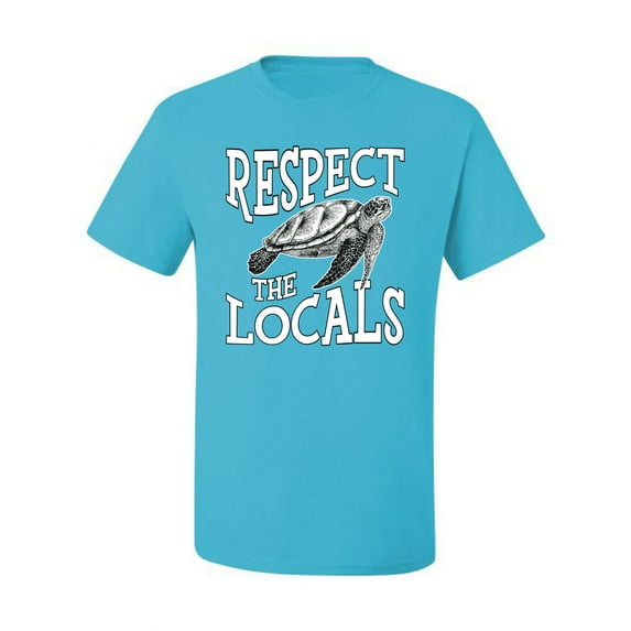 Wild Bobby Respect The Locals Save Our Oceans Turtle Animal Lover Men Graphic Tee, Light Turquoise, 5X-Large