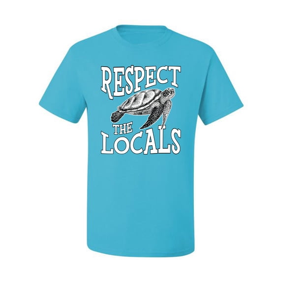Wild Bobby Respect The Locals Save Our Oceans Turtle Animal Lover Men Graphic Tee, Light Turquoise, Large