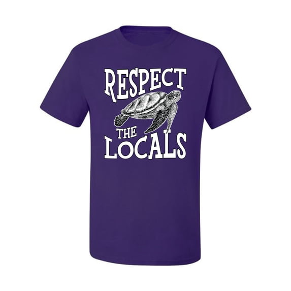 Wild Bobby Respect The Locals Save Our Oceans Turtle Animal Lover Men Graphic Tee, Purple, 3X-Large