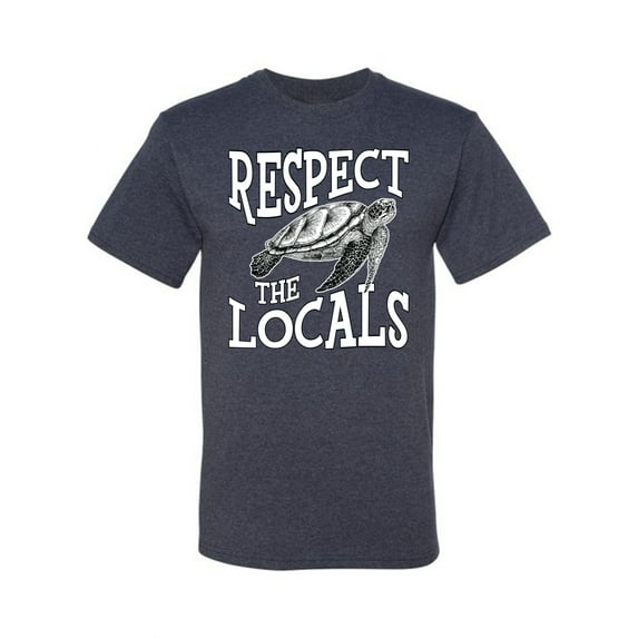 Wild Bobby Respect The Locals Save Our Oceans Turtle Animal Lover Men Graphic Tee, Vintage Heather Navy, XX-Large