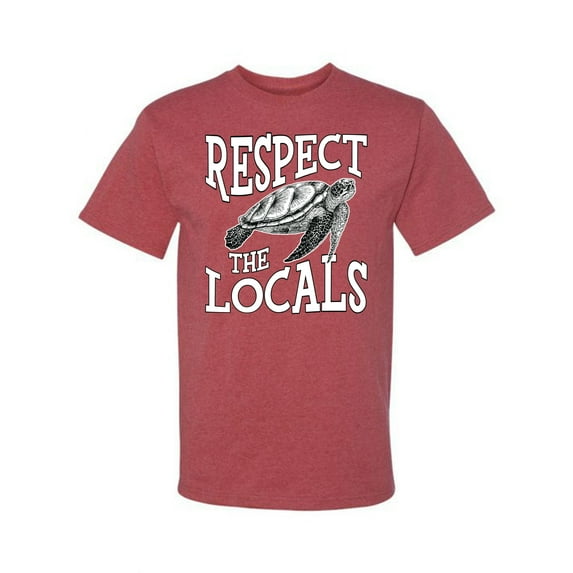 Wild Bobby Respect The Locals Save Our Oceans Turtle Animal Lover Men Graphic Tee, Vintage Heather Red, XX-Large