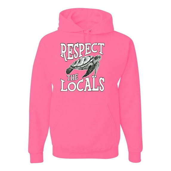 Wild Bobby Respect The Locals Save Our Oceans Turtle Animal Lover Unisex Graphic Hoodie Sweatshirt, Neon Pink, X-Large