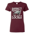 thumbnail image 1 of Wild Bobby Respect The Locals Save Our Oceans Turtle Animal Lover Women Graphic Tee, Maroon, XX-Large, 1 of 6