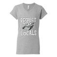 thumbnail image 1 of Wild Bobby Respect The Locals Save Our Oceans Turtle Animal Lover Women Standard V-Neck Tee, Heather Grey, Large, 1 of 6