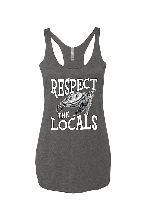 Respect The Locals Save Our Oceans Turtle Animal Lover Women Tri-Blend Racerback Tank Top, Premium Heather, Small