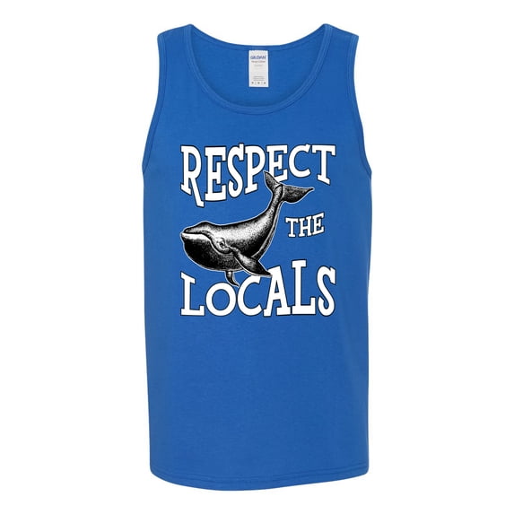 Wild Bobby Respect The Locals Save Our Oceans Whale Animal Lover Men Graphic Tank Top, Royal, 3X-Large