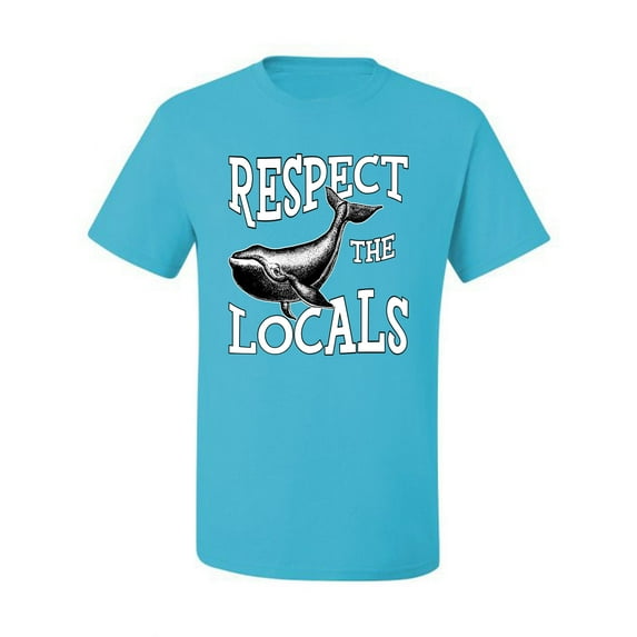 Wild Bobby Respect The Locals Save Our Oceans Whale Animal Lover Men Graphic Tee, Light Turquoise, Large