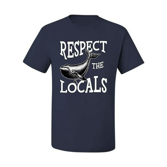 Wild Bobby Respect The Locals Save Our Oceans Whale Animal Lover Men Graphic Tee, Navy, 5X-Large