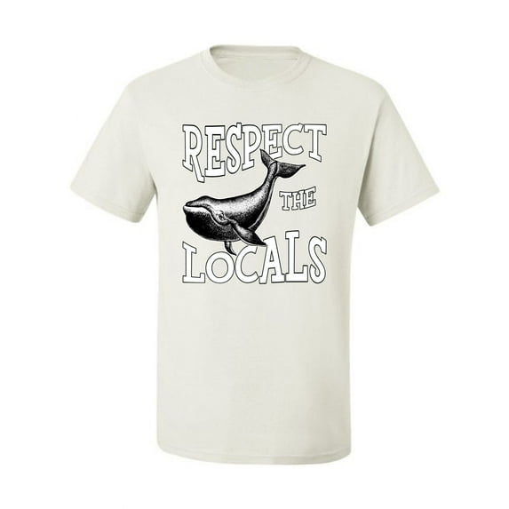 Wild Bobby Respect The Locals Save Our Oceans Whale Animal Lover Men Graphic Tee, White, Small