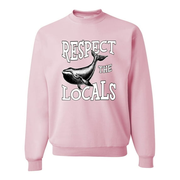 Wild Bobby Respect The Locals Save Our Oceans Whale Animal Lover Unisex Crewneck Graphic Sweatshirt, Light Pink, XX-Large