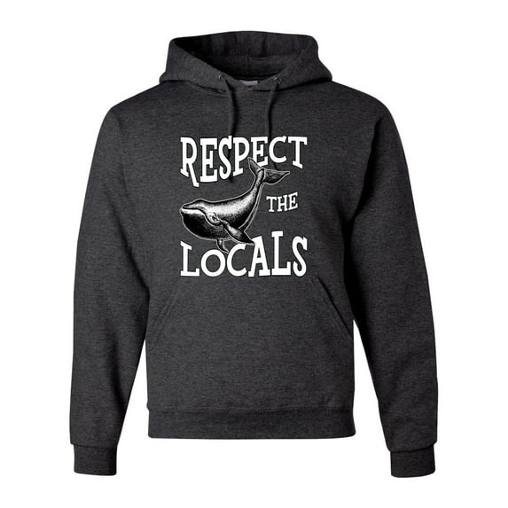 Wild Bobby Respect The Locals Save Our Oceans Whale Animal Lover Unisex Graphic Hoodie Sweatshirt, Heather Black, Small
