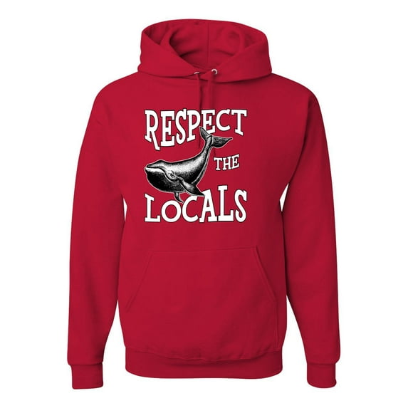 Wild Bobby Respect The Locals Save Our Oceans Whale Animal Lover Unisex Graphic Hoodie Sweatshirt, Red, Medium