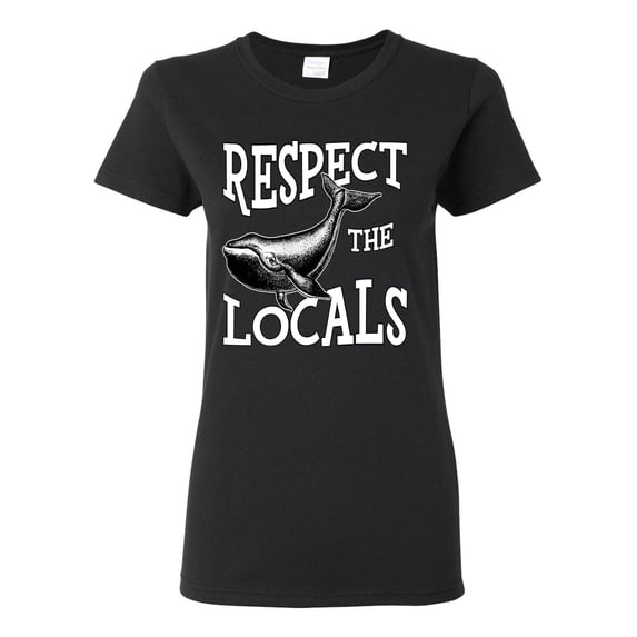 Wild Bobby Respect The Locals Save Our Oceans Whale Animal Lover Women Graphic Tee, Black, XX-Large