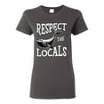 thumbnail image 1 of Wild Bobby Respect The Locals Save Our Oceans Whale Animal Lover Women Graphic Tee, Charcoal, Small, 1 of 6