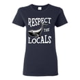 thumbnail image 1 of Wild Bobby Respect The Locals Save Our Oceans Whale Animal Lover Women Graphic Tee, Navy, X-Large, 1 of 6