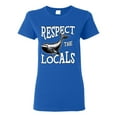 thumbnail image 1 of Wild Bobby Respect The Locals Save Our Oceans Whale Animal Lover Women Graphic Tee, Royal, X-Large, 1 of 6