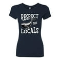 thumbnail image 1 of Wild Bobby Respect The Locals Save Our Oceans Whale Animal Lover Women Slim Fit Junior Tee, Navy, Large, 1 of 6
