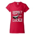 thumbnail image 1 of Wild Bobby Respect The Locals Save Our Oceans Whale Animal Lover Women Standard V-Neck Tee, Red, X-Large, 1 of 6
