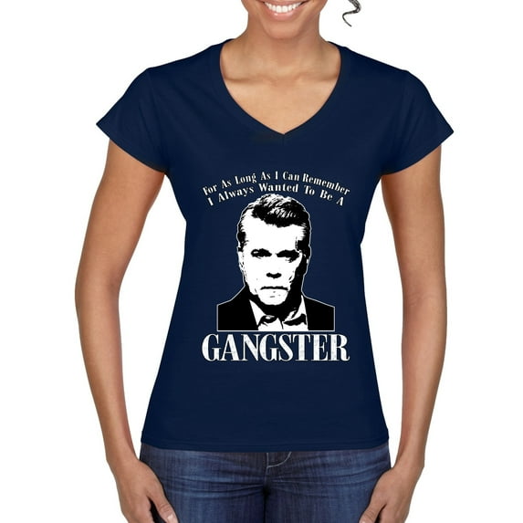 Wild Bobby, Rest In Peace Ray Liotta Movie Quote Always Wanted to be a Gangster Famous People Women’s Standard V-Neck Tee, Navy, Small