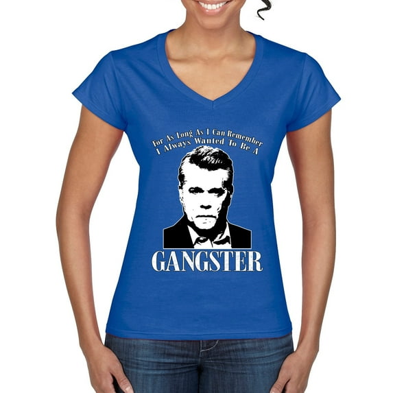 Wild Bobby, Rest In Peace Ray Liotta Movie Quote Always Wanted to be a Gangster Famous People Women’s Standard V-Neck Tee, Royal, Small