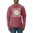thumbnail image 1 of Wild Bobby Retro Better Together Daisy Smiley Face Checkered Background Vintage Men Long Sleeve Shirt, Vintage Heather Red, XX-Large, 1 of 6