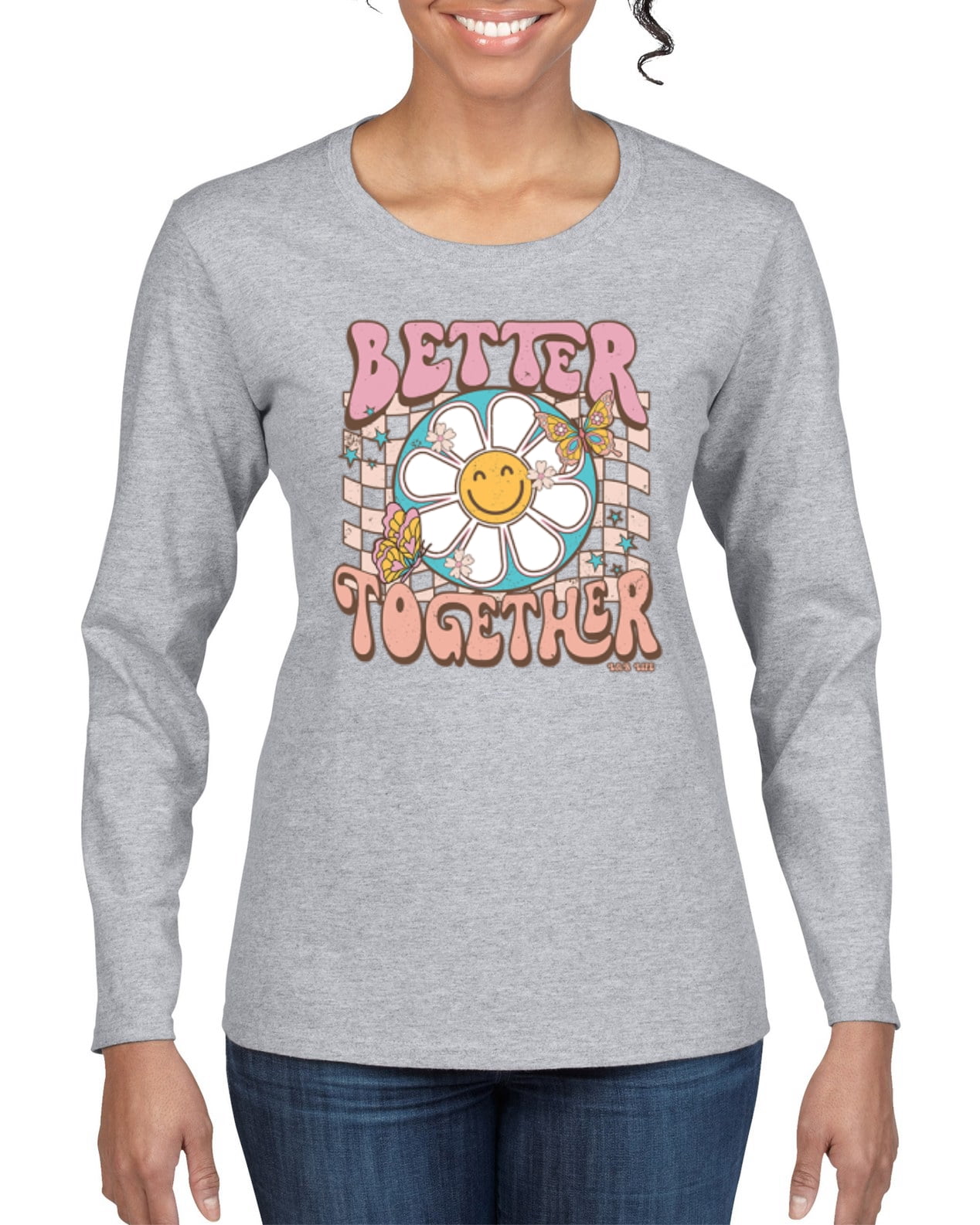 Wild Bobby Retro Better Together Daisy Smiley Face Checkered Background ...