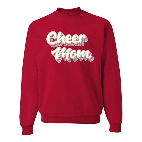 Wild Bobby Retro Cheer Mom Girl Sports Unisex Crewneck Graphic Sweatshirt, Red, 5X-Large