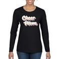 thumbnail image 1 of Wild Bobby Retro Cheer Mom Girl Sports Women Graphic Long Sleeve Tee, Black, Small, 1 of 5