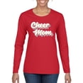 thumbnail image 1 of Wild Bobby Retro Cheer Mom Girl Sports Women Graphic Long Sleeve Tee, Red, Medium, 1 of 5
