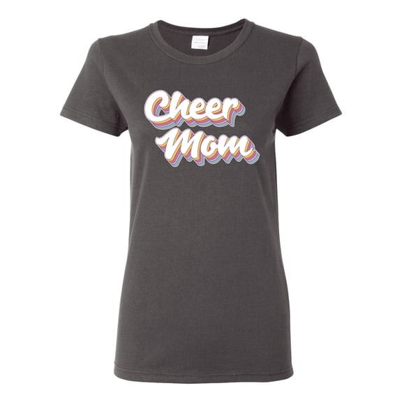 Wild Bobby Retro Cheer Mom Girl Sports Women Graphic Tee, Charcoal, Medium