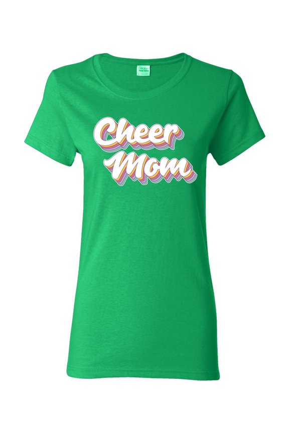 Retro Cheer Mom Girl Sports Women Graphic Tee, Kelly, X-Large
