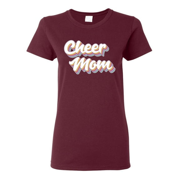 Wild Bobby Retro Cheer Mom Girl Sports Women Graphic Tee, Maroon, Medium