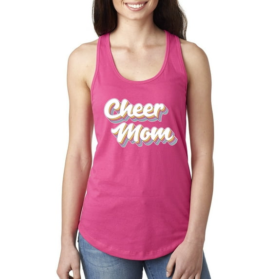 Wild Bobby, Retro Cheer Mom Girl Sports Women Racerback Tank Top, Raspberry, Medium