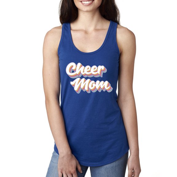 Wild Bobby Retro Cheer Mom Girl Sports Women Racerback Tank Top, Royal, Small