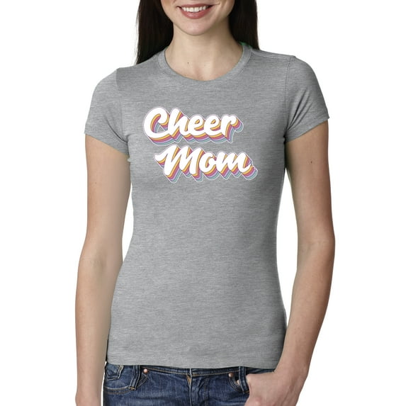 Wild Bobby Retro Cheer Mom Girl Sports Women Slim Fit Junior Tee, Heather Grey, Small