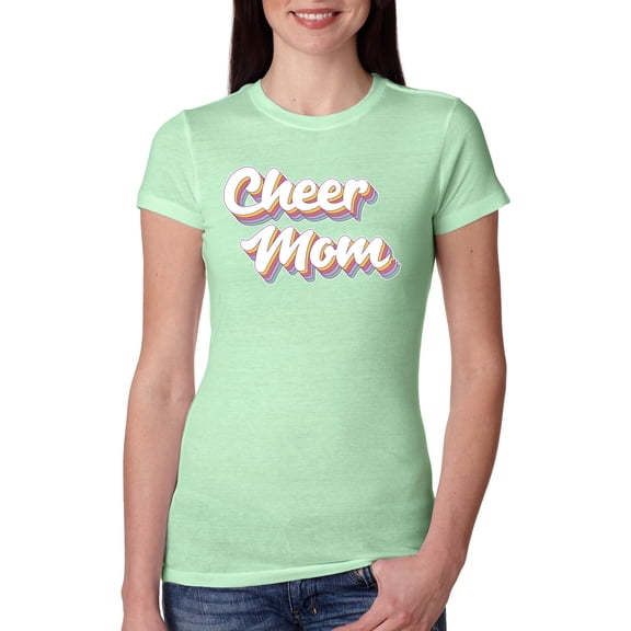 Wild Bobby Retro Cheer Mom Girl Sports Women Slim Fit Junior Tee, Mint, Medium
