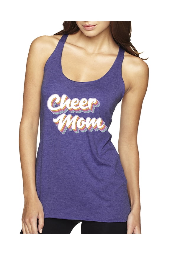 Retro Cheer Mom Girl Sports Women Tri-Blend Racerback Tank Top, Purple Rush, Large