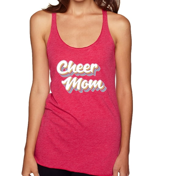 Wild Bobby Retro Cheer Mom Girl Sports Women Tri-Blend Racerback Tank Top, Shocking Pink, Small