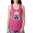 thumbnail image 1 of Wild Bobby, Retro Mosaic Style Floral Trippy Skulls Fashion Ladies Racerback Tank Top, Raspberry, Medium, 1 of 1