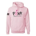 thumbnail image 1 of Wild Bobby, Ribbon Pink Spread the Hope Find the Cure USA Flag Sleeve Breast Cancer Awareness Unisex Graphic Hoodie Sweatshirt, Light Pink, 3X-Large, 1 of 6