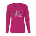 thumbnail image 1 of Wild Bobby Ribbon Pink Spread the Hope Find the Cure USA Flag Sleeve Breast Cancer Awareness Women Long Sleeve Tee, Fuchsia, XX-Large, 1 of 6
