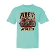 thumbnail image 1 of Wild Bobby, Ride It Stole It Biker, Cars and Trucks, Garment-Dyed Washed Look Short Sleeve Tee, Mint, Large, 1 of 5