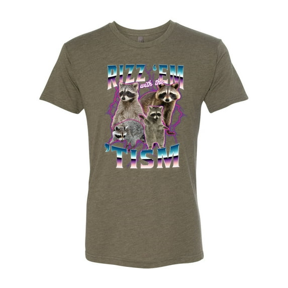 Wild Bobby Rizz Em With the Tism Autistic Raccoons - Funny Autism Deep Fried Brain Rot Raccoon Meme Men Premium Tri Blend Tee