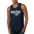 thumbnail image 1 of Wild Bobby Rooted in Christ Inspirational/Christian Men Graphic Tank Top, Navy, Small, 1 of 5