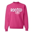 thumbnail image 1 of Wild Bobby Rooted in Christ Inspirational/Christian Unisex Crewneck Graphic Sweatshirt, Fuschia, XX-Large, 1 of 5