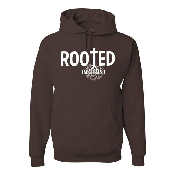 Wild Bobby Rooted in Christ Inspirational/Christian Unisex Graphic Hoodie Sweatshirt, Brown, X-Large
