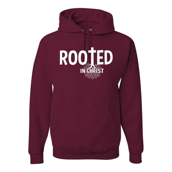 Wild Bobby Rooted in Christ Inspirational/Christian Unisex Graphic Hoodie Sweatshirt, Maroon, XX-Large