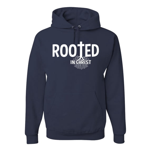 Wild Bobby Rooted in Christ Inspirational/Christian Unisex Graphic Hoodie Sweatshirt, Navy, XX-Large